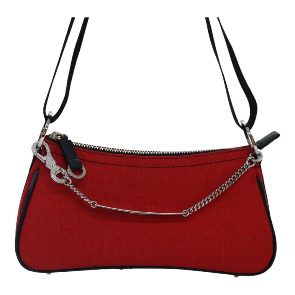 Red Silk Dior Shoulder Bag