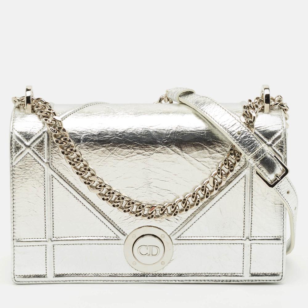 Silver Fabric Dior Crossbody Bag