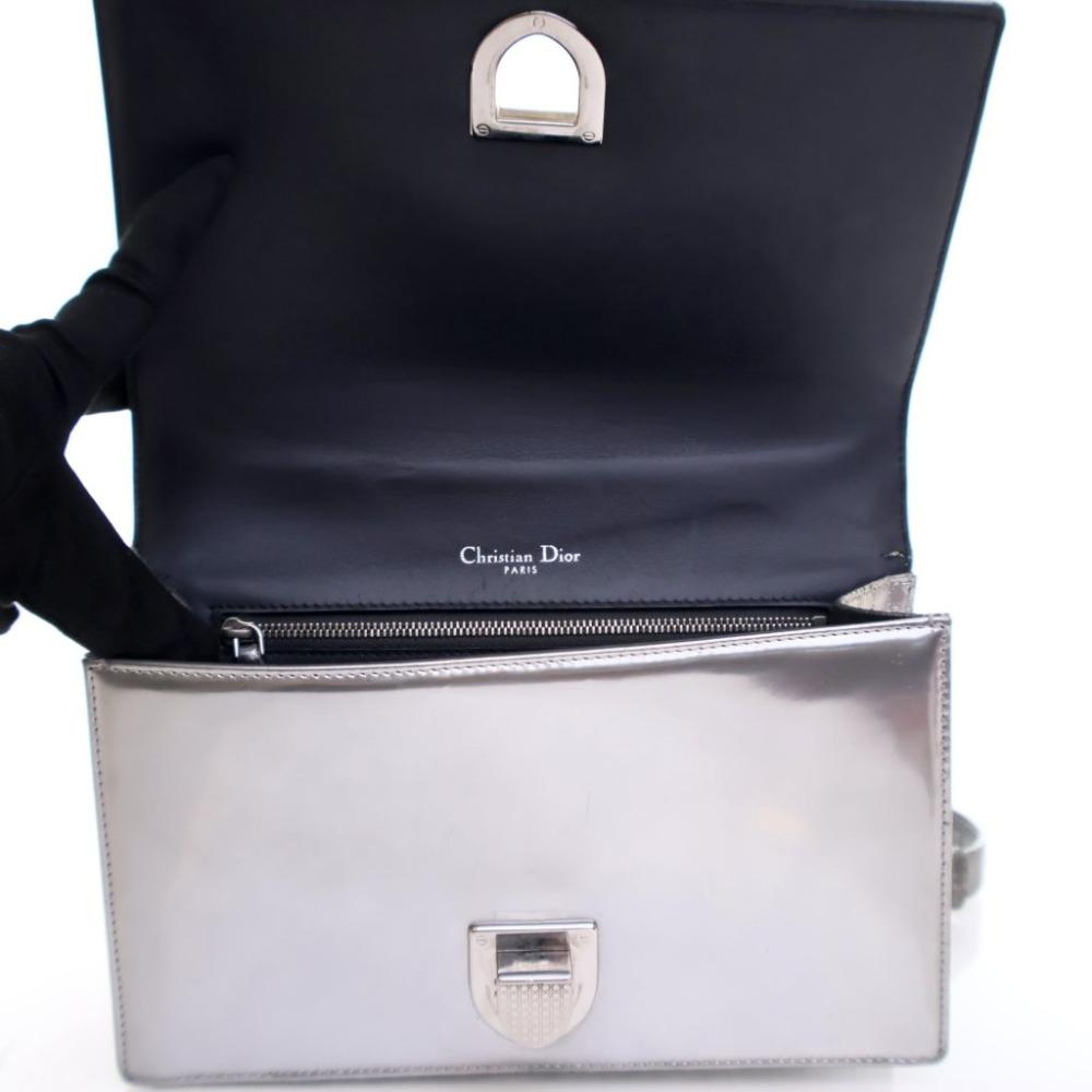 Silver Leather Dior Shoulder Bag