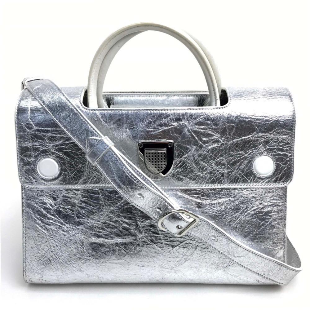 Silver Leather Dior Travel Bag