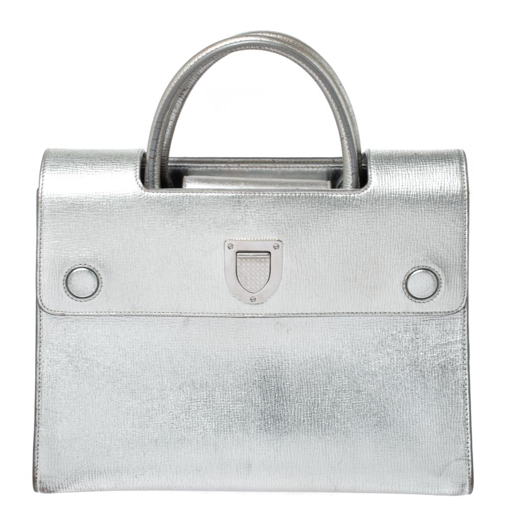 Silver Leather Dior Tote