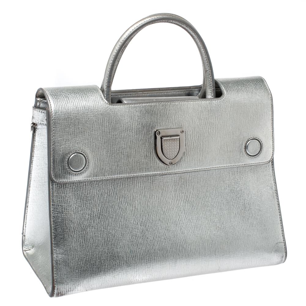 Silver Leather Dior Tote