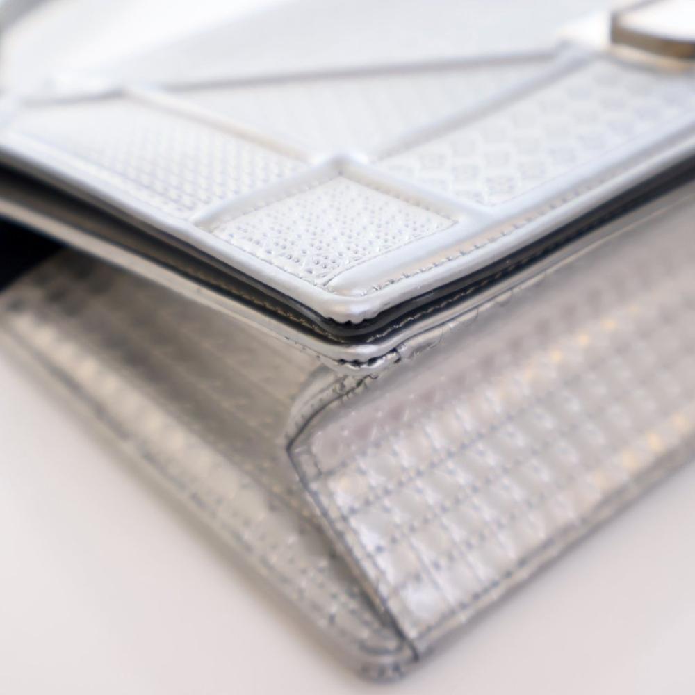 Silver Leather Dior Shoulder Bag