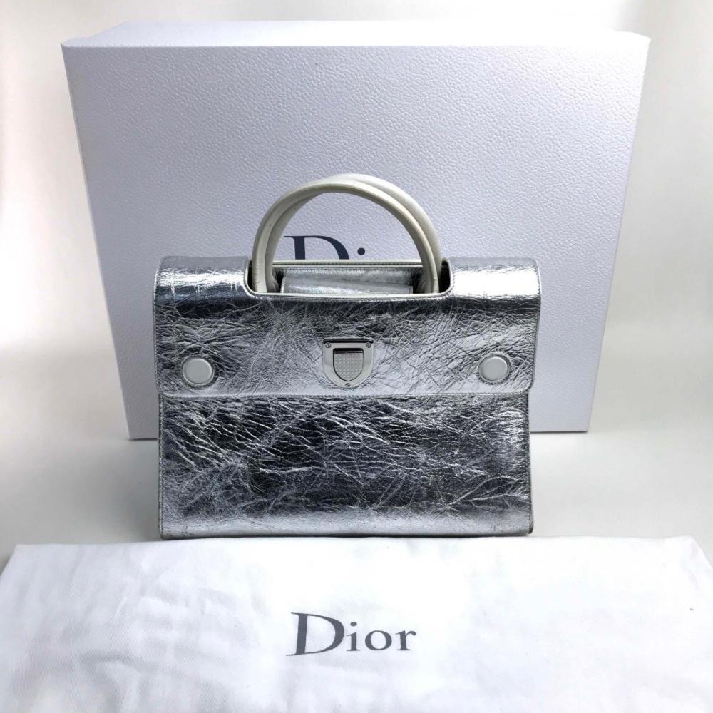 Silver Leather Dior Travel Bag
