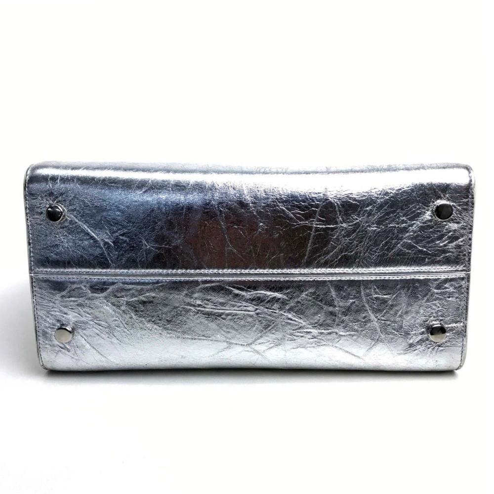 Silver Leather Dior Travel Bag