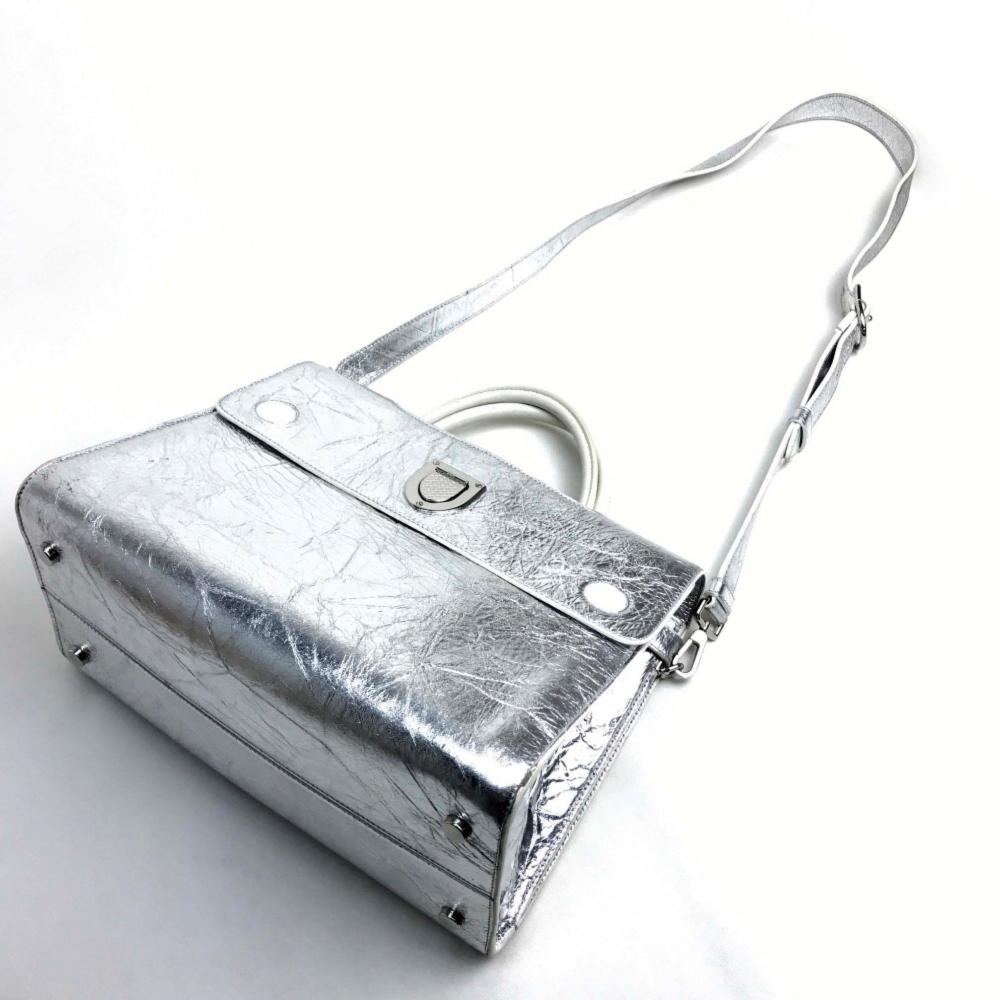 Silver Leather Dior Travel Bag