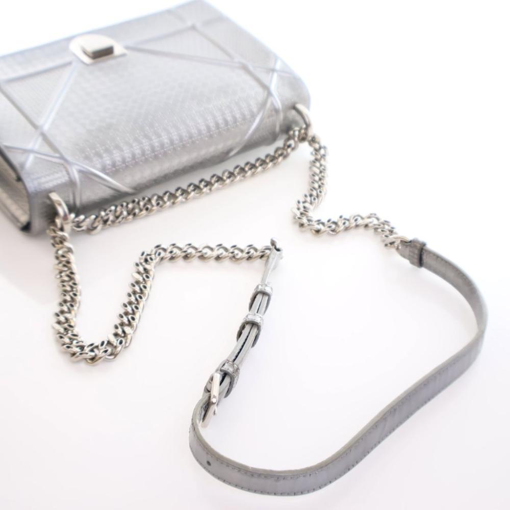 Silver Leather Dior Shoulder Bag