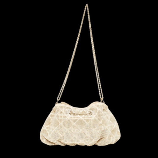 White Fabric Dior Shoulder Bag