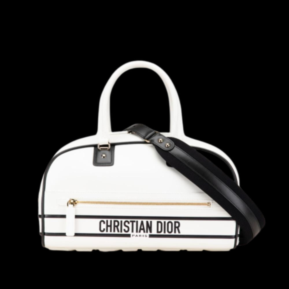 White Leather Dior Bowling Bag