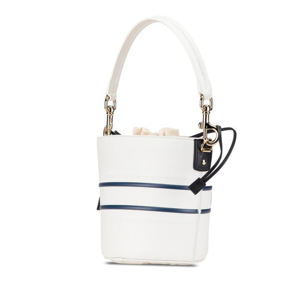 White Leather Dior Bucket Bag