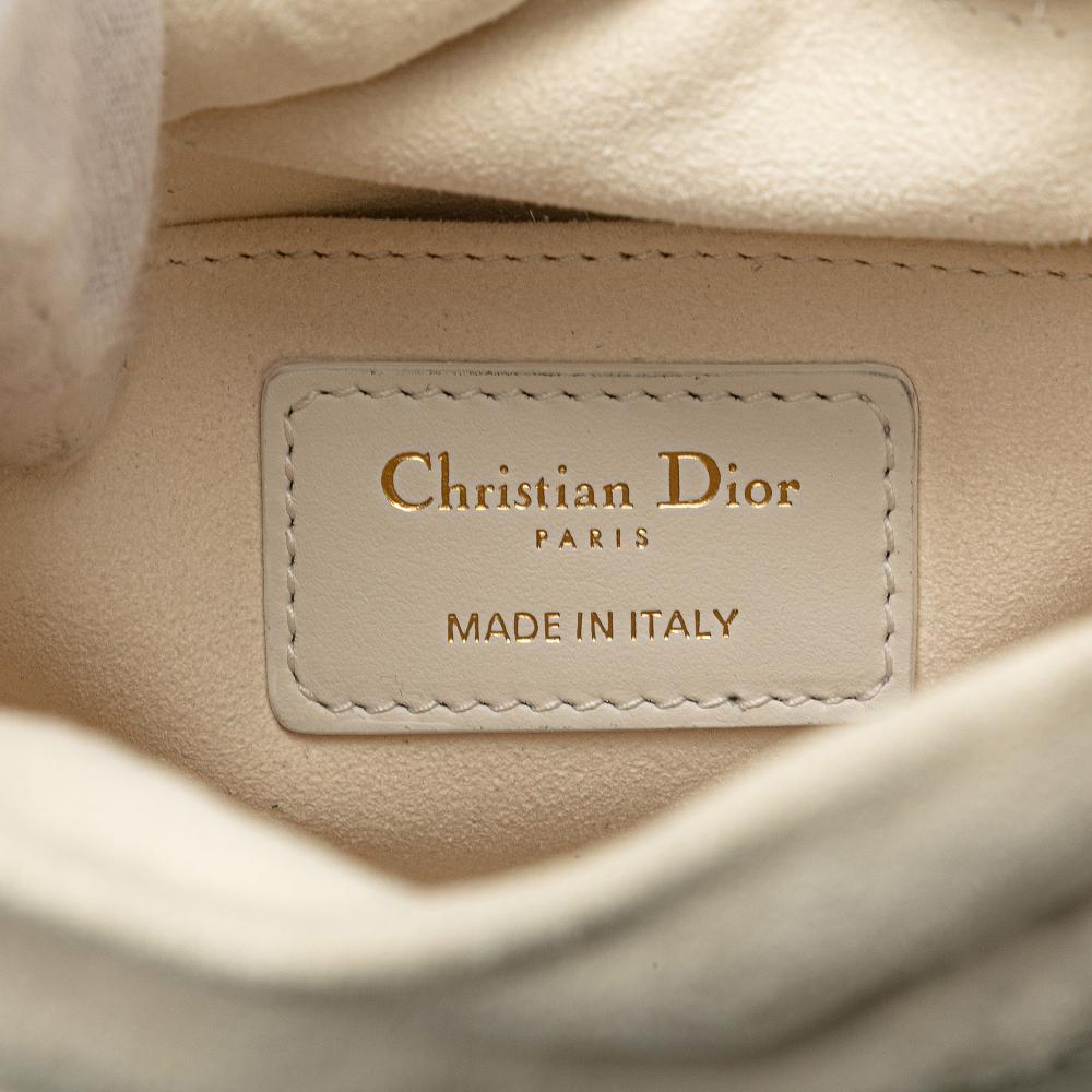 White Leather Dior Bucket Bag