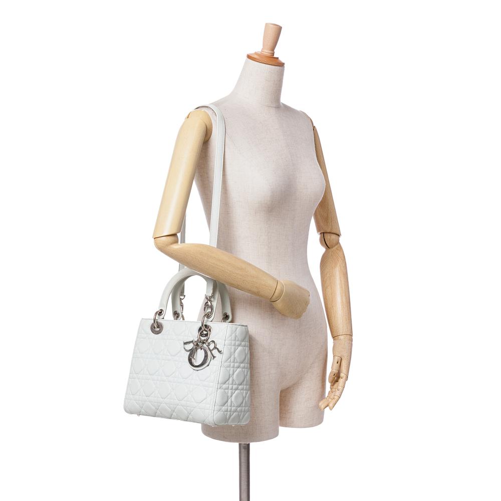 White Leather Dior Lady Dior