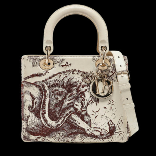 White Leather Dior Lady Dior
