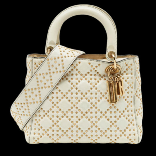 White Leather Dior Lady Dior