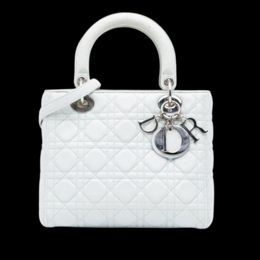 White Leather Dior Lady Dior