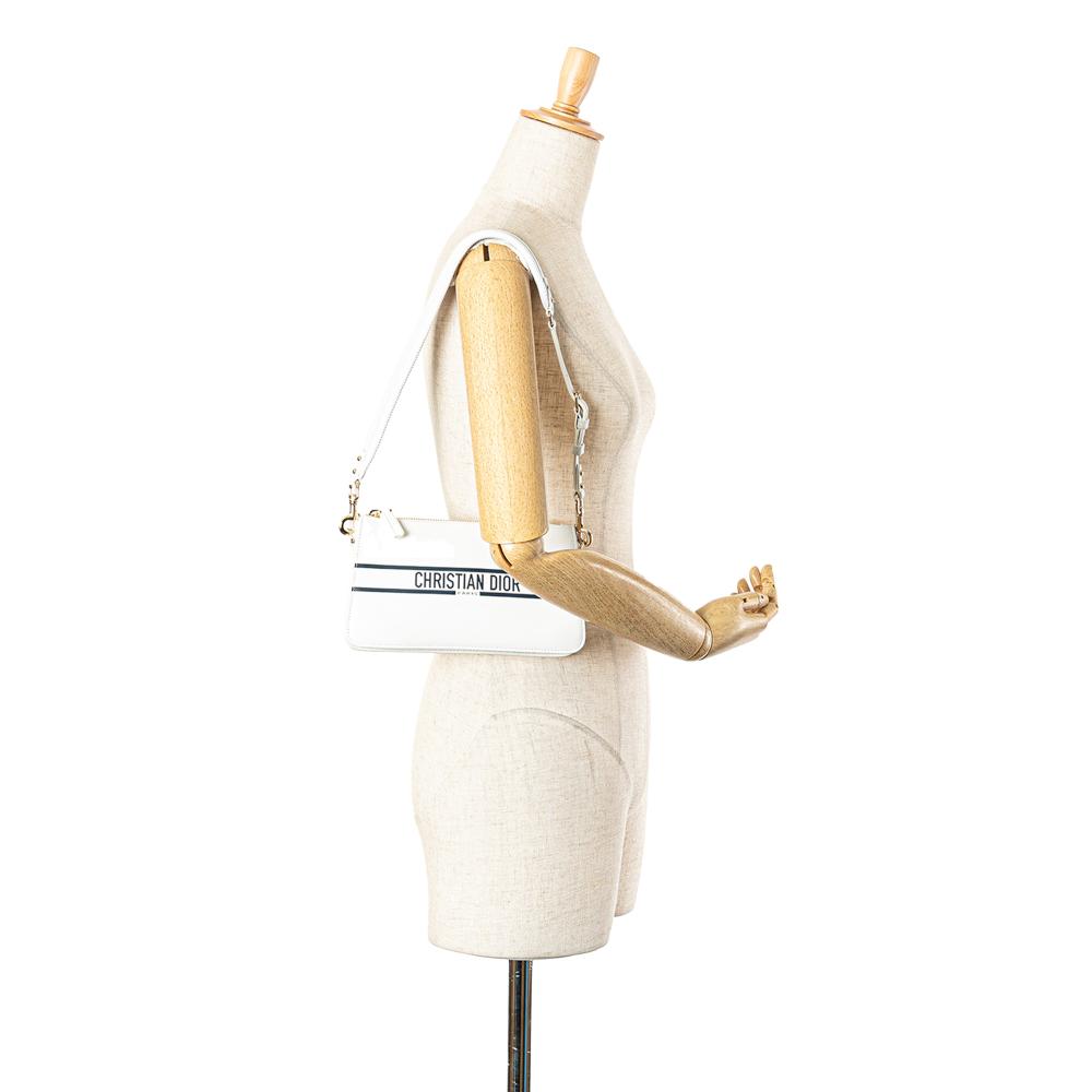 White Leather Dior Shoulder Bag
