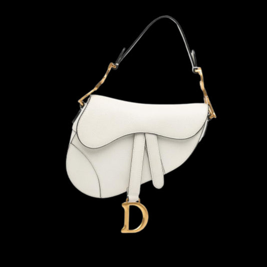 White Leather Dior Saddle Bag
