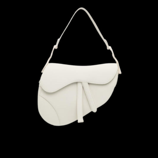 White Leather Dior Saddle Bag