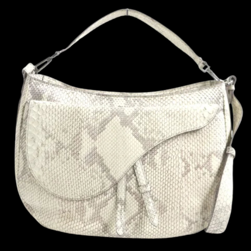White Leather Dior Saddle Bag