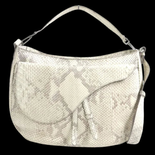 White Leather Dior Saddle Bag