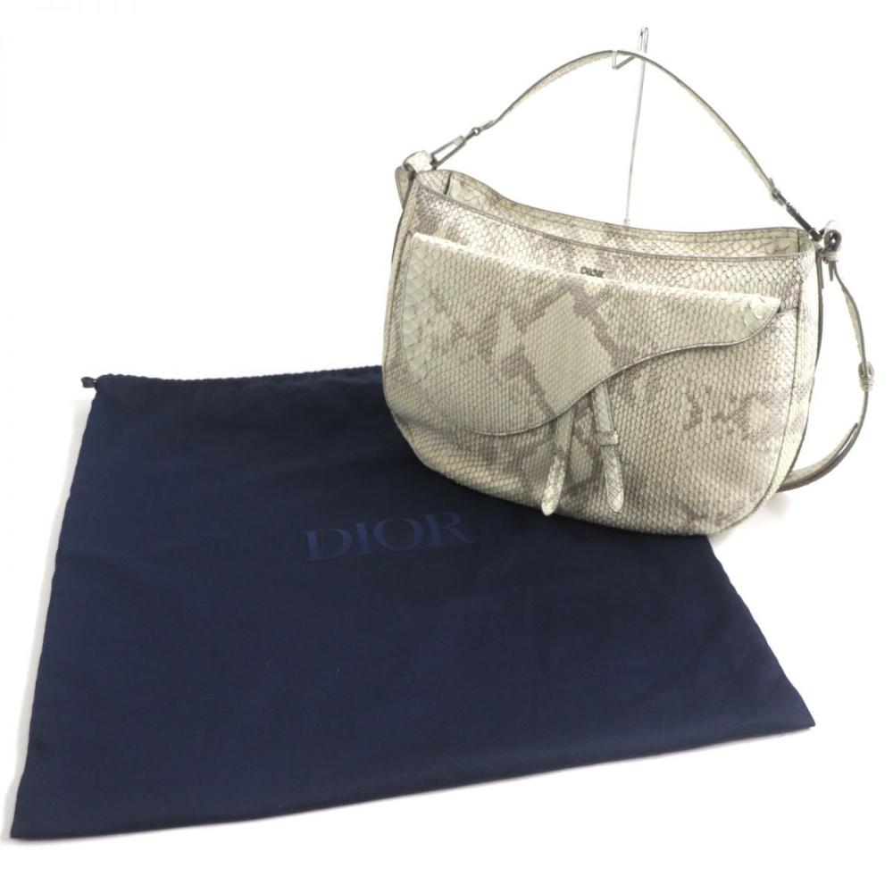 White Leather Dior Saddle Bag
