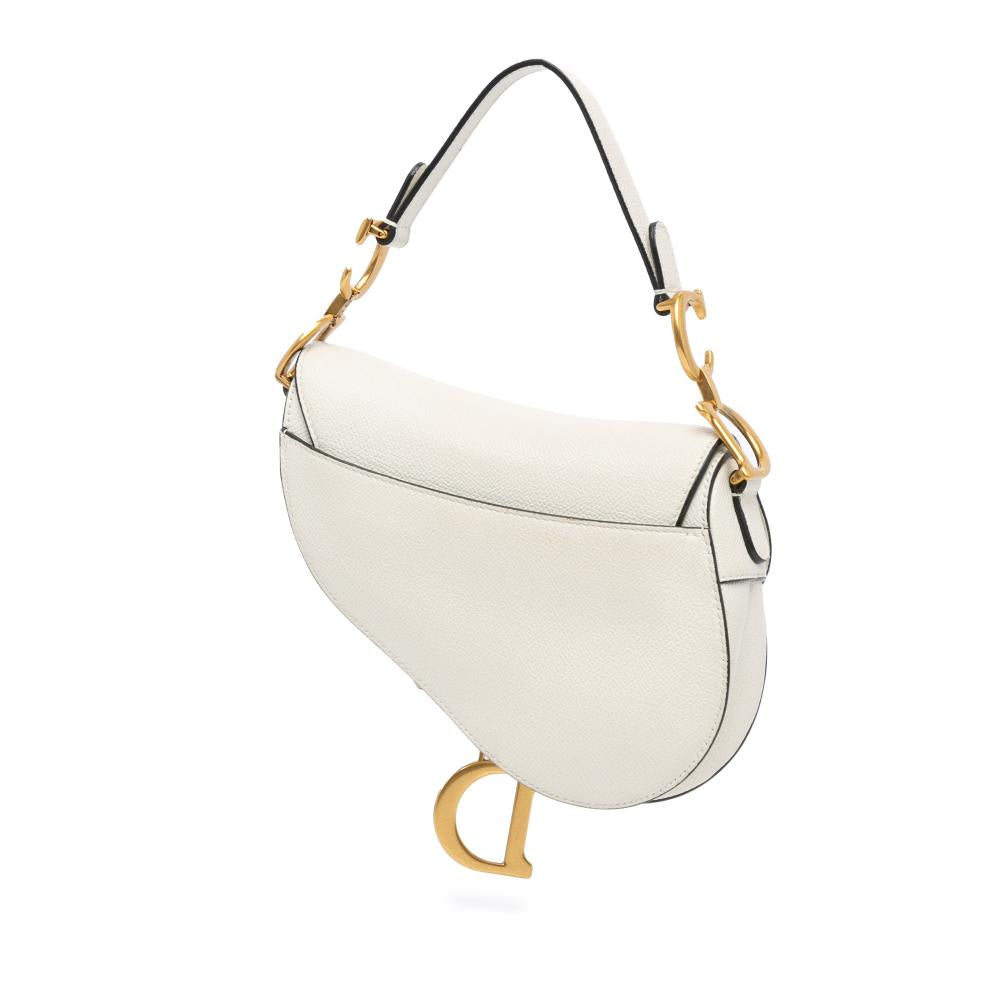 White Leather Dior Saddle Bag