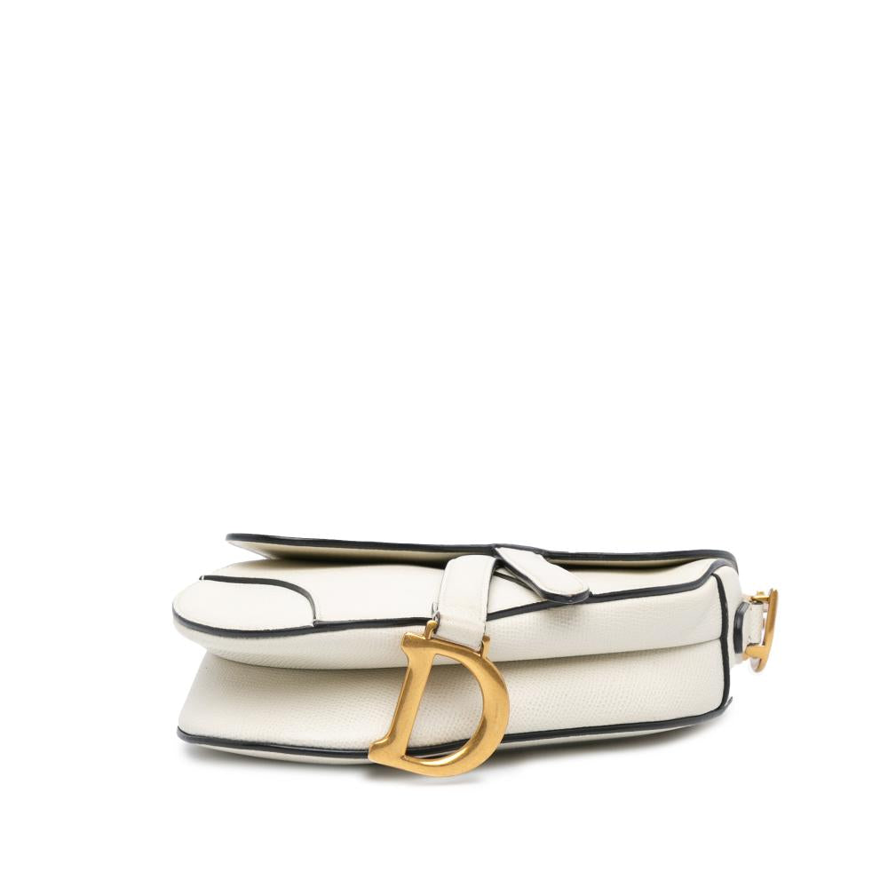 White Leather Dior Saddle Bag