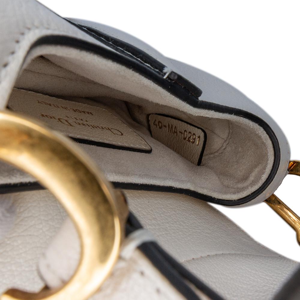 White Leather Dior Saddle Bag