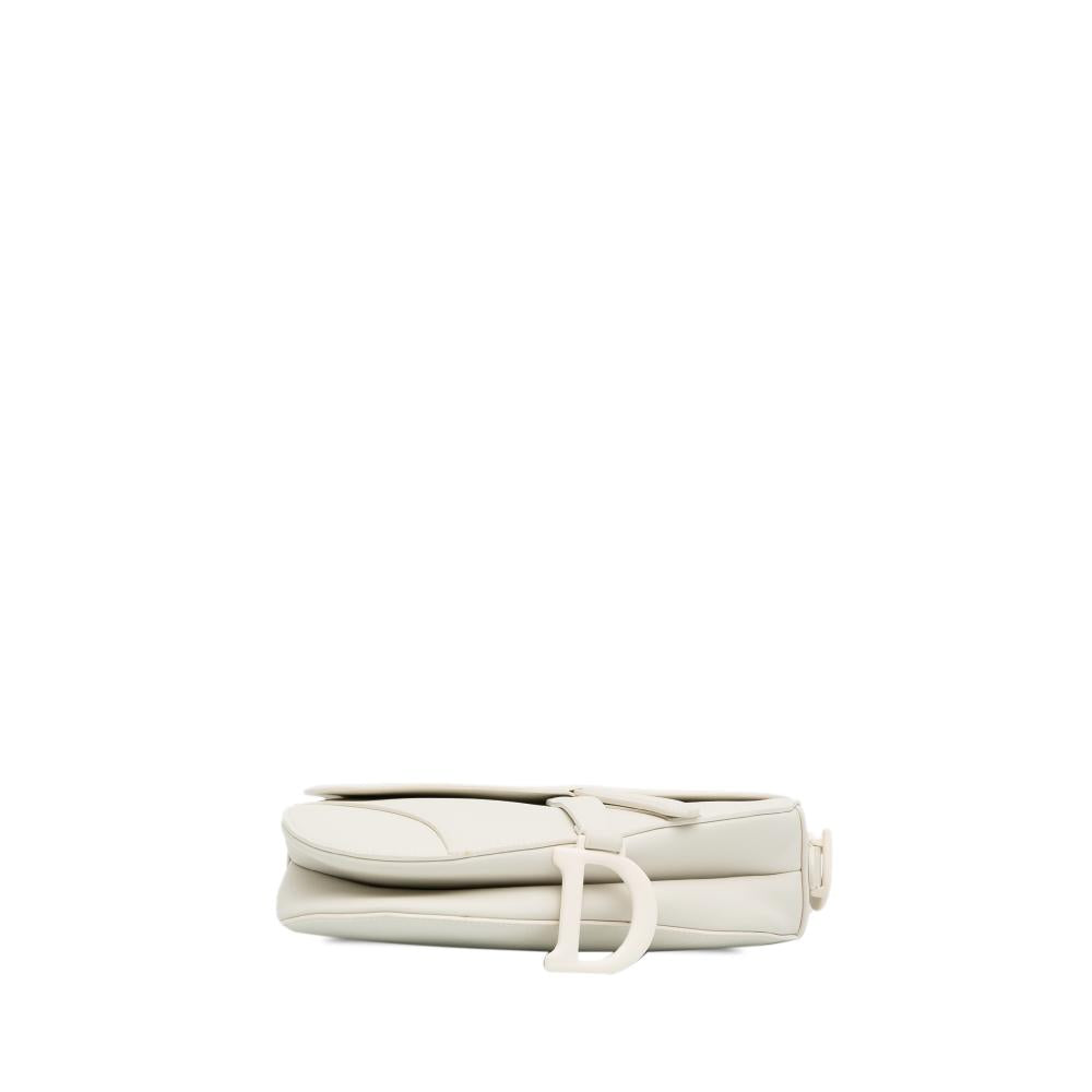 White Leather Dior Saddle Bag