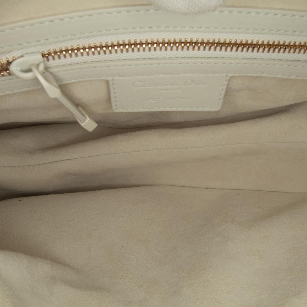 White Leather Dior Saddle Bag