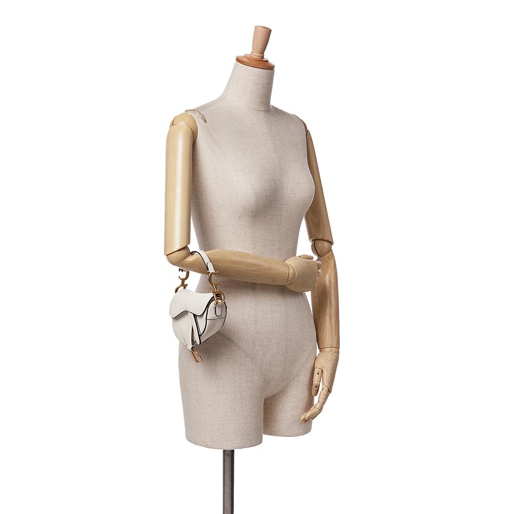 White Leather Dior Saddle Bag