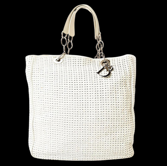 White Leather Dior Tote