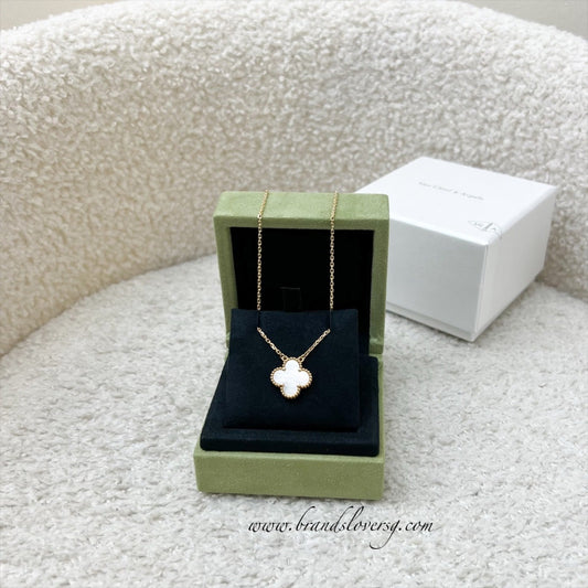 Van Cleef & Arpels VCA Vintage Alhambra Pendant Necklace with White Mother of Pearl MOP in 18K Yellow Gold (Ref: VCARA45900)