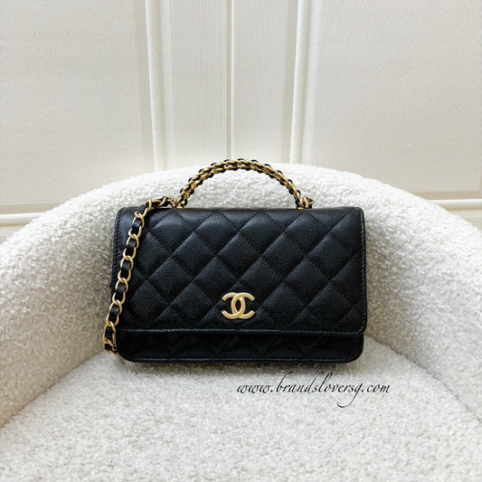 Chanel 22S "Pick Me Up" Wallet on Chain WOC in Black Caviar AGHW (Model: AP2804)