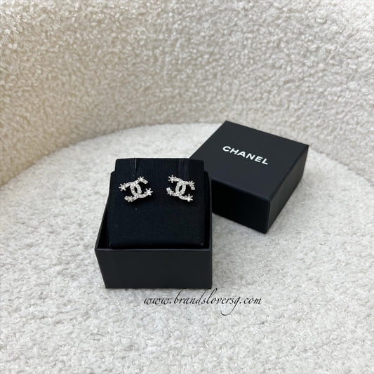 Chanel 23P CC Logo Earrings with Crystal