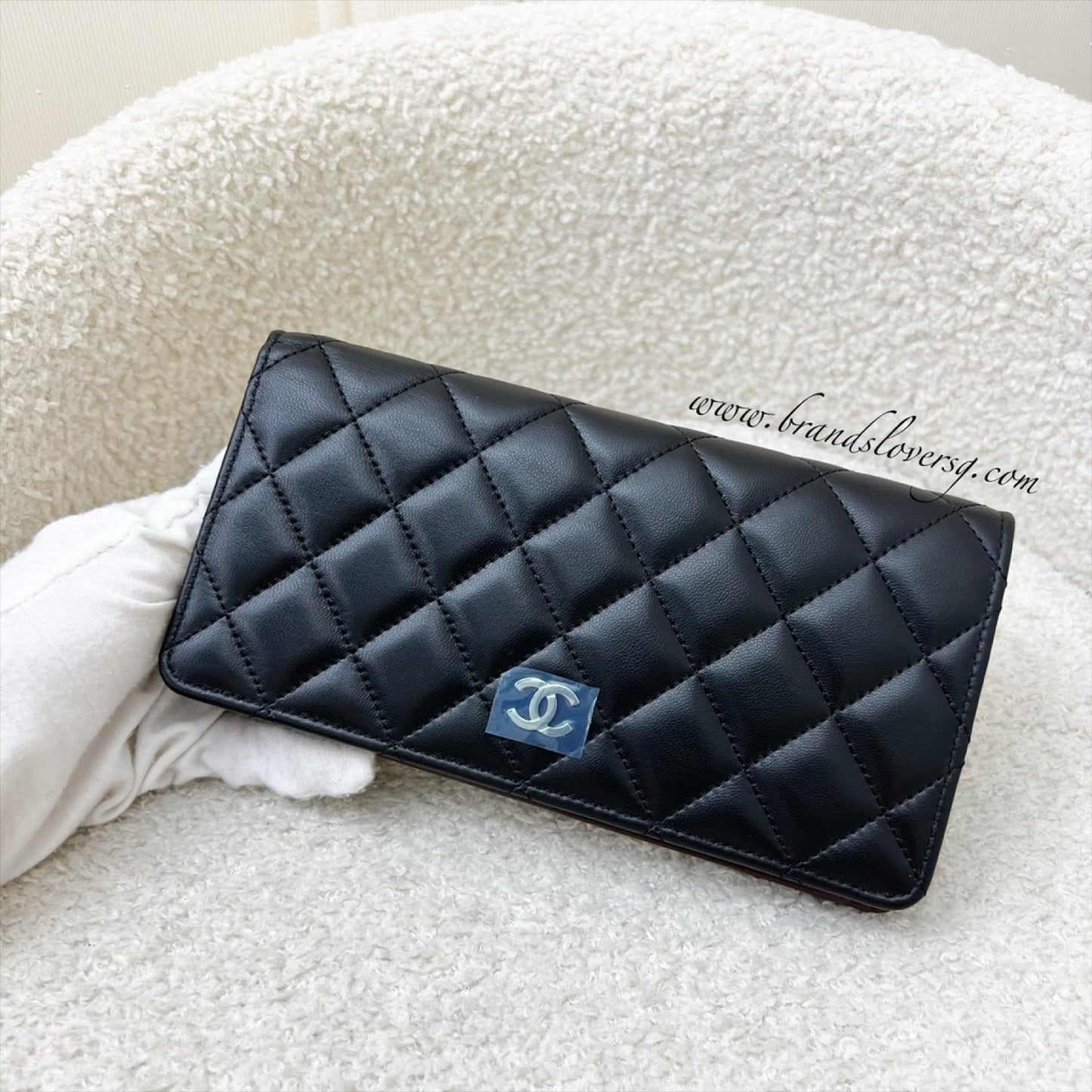 Chanel Yen Bifold Long Wallet in Black Lambskin and SHW