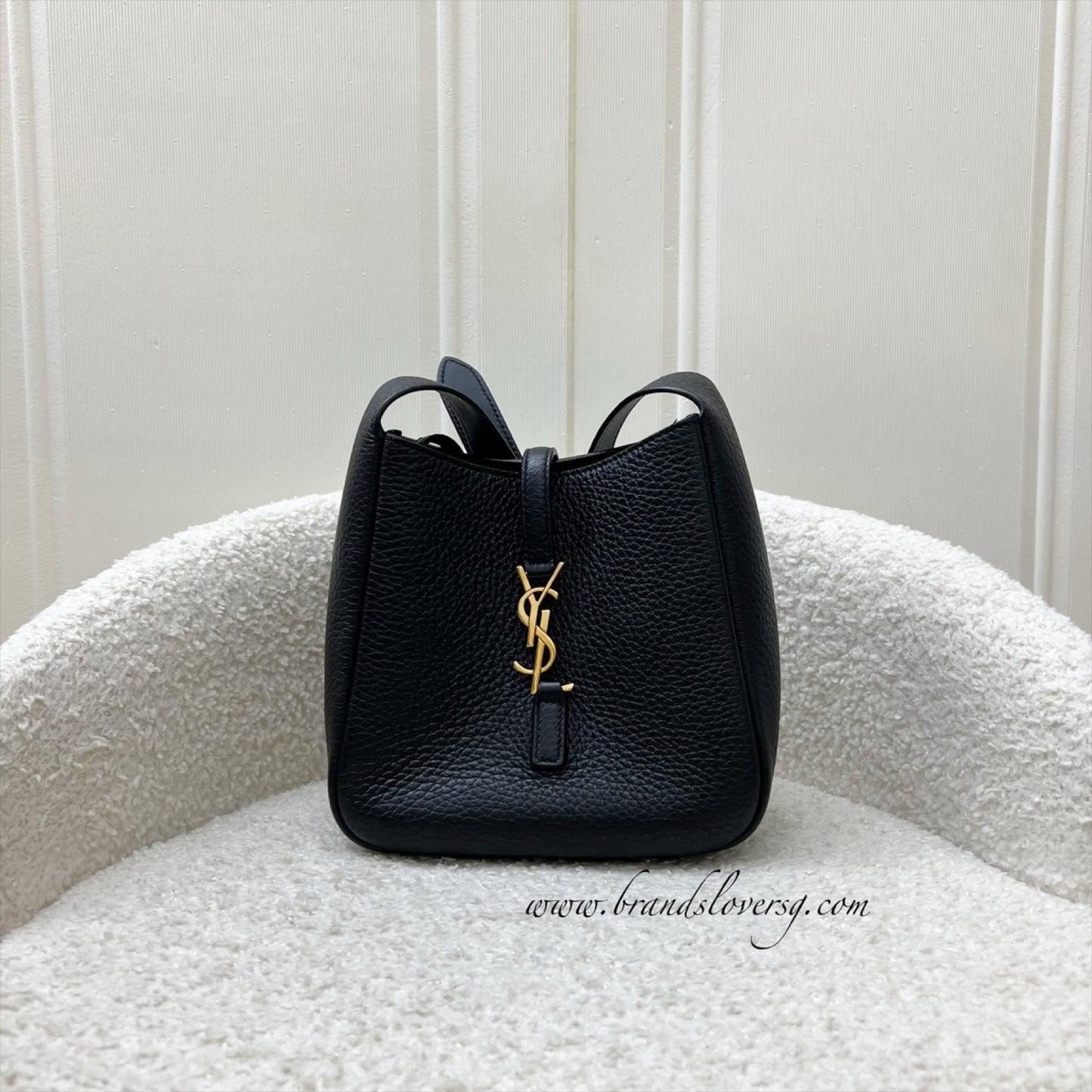 Saint Laurent YSL Baby Le 5 À 7 Supple Hobo in Black Grained Calfskin and GHW