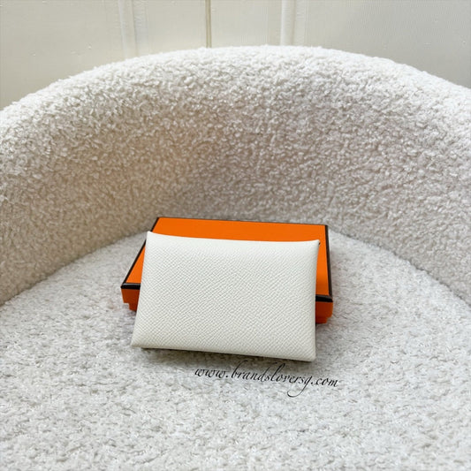 Hermes Calvi Card Holder in Craie Epsom Leather and PHW