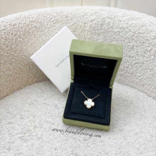 Van Cleef & Arpels VCA Vintage Alhambra Pendant Necklace with White Mother of Pearl MOP in 18K Yellow Gold (Ref: VCARA45900)