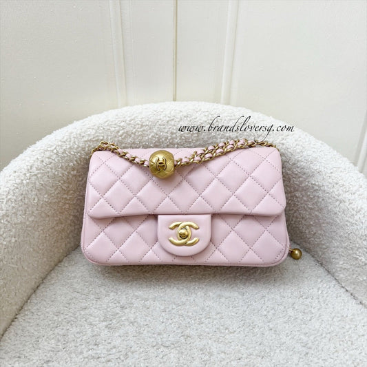 Chanel Pearl Crush Mini Rectangle Flap in 24K Sakura Pink Stiff Lambskin and AGHW (Model: AS1787)