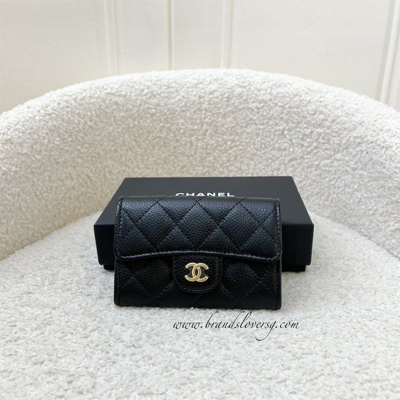 Chanel Classic Snap Card Holder in Black Caviar and GHW (Model: AP0214)