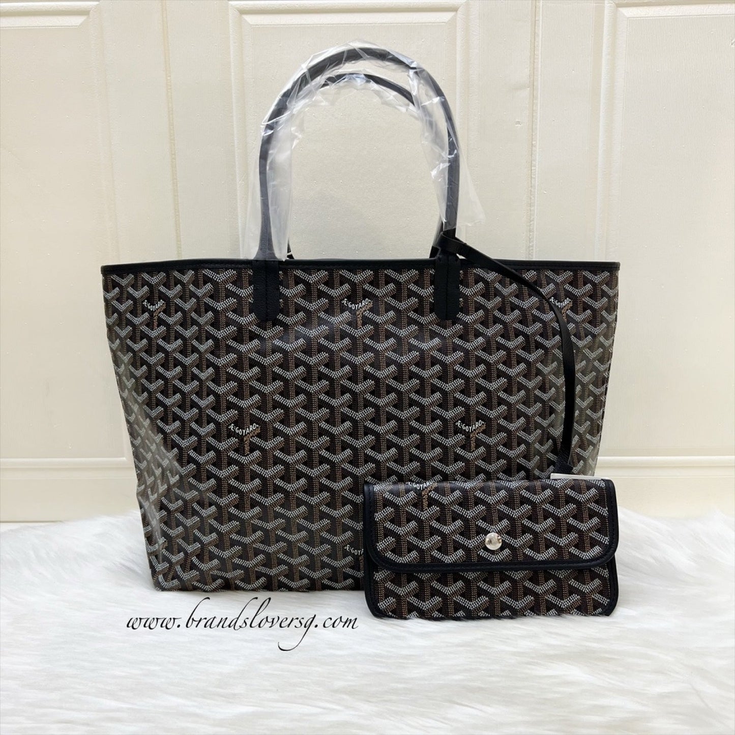 [Havik ShopsNew] Goyard Saint Louis PM Tote in Black Signature Goyardine Canvas