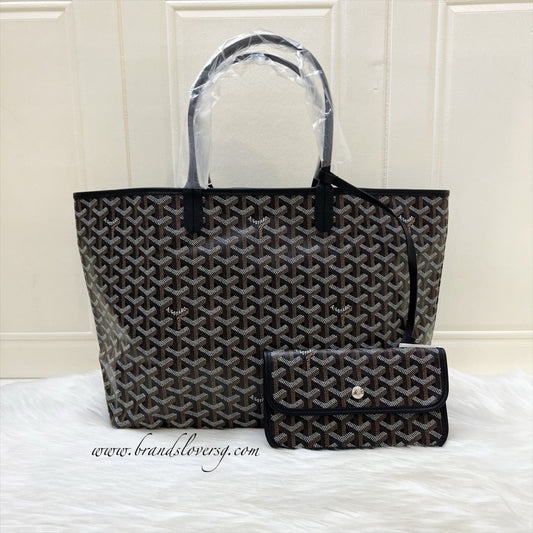 [Havik ShopsNew] Goyard Saint Louis PM Tote in Black Signature Goyardine Canvas