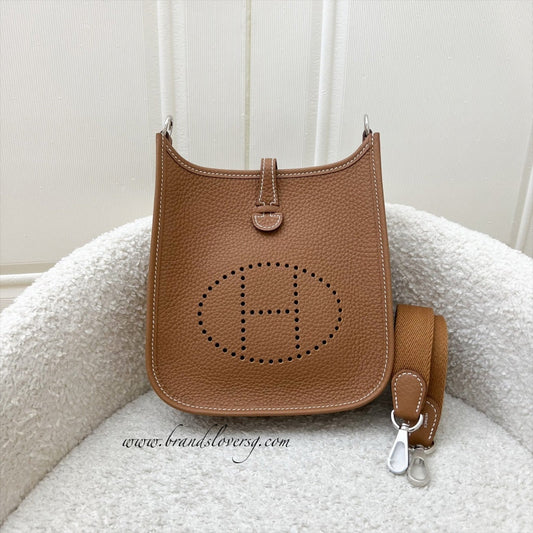 [New Short Strap] Hermes Mini Evelyne TPM in Gold Clemence Leather with Gold Strap and PHW
