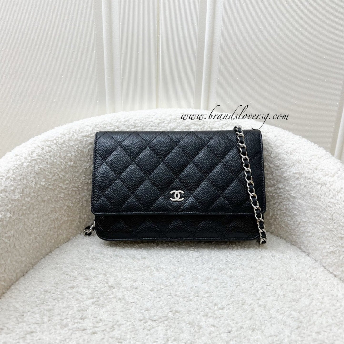 Chanel Classic Wallet on Chain WOC in Black Caviar and SHW (Model: A33814)