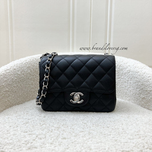 Chanel Classic Mini Square Flap in Black Caviar and SHW