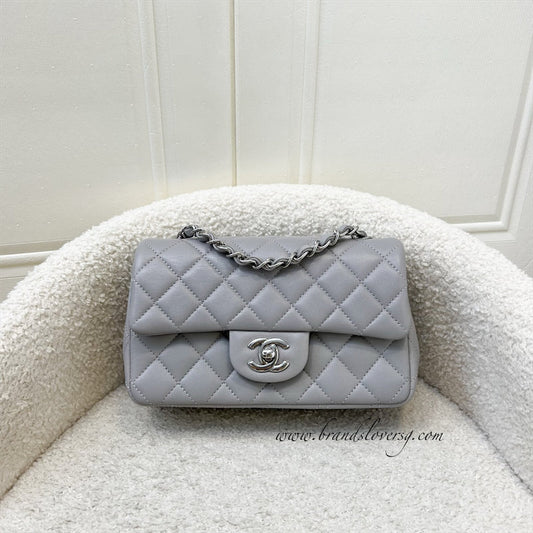 Chanel Mini Rectangle Flap in Grey Lambskin SHW