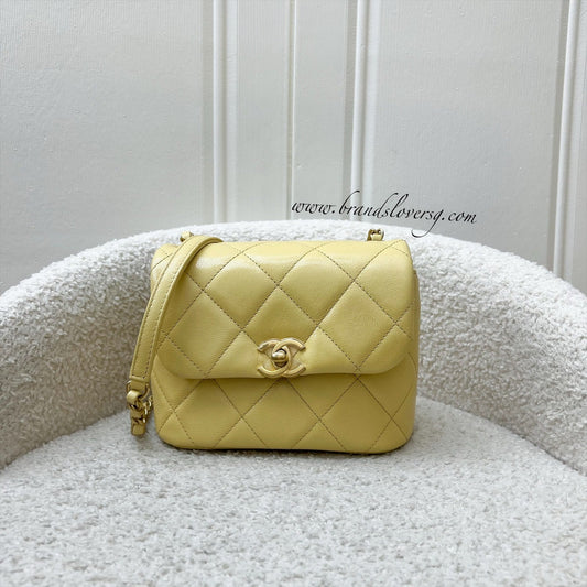 Chanel 22P Seasonal Square Mini in Light Yellow Caviar GHW