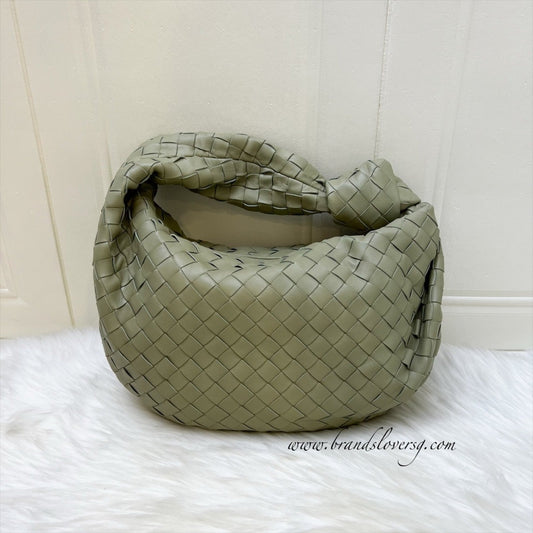 Bottega Teen Jodie in Travertine Intrecciato leather and GHW