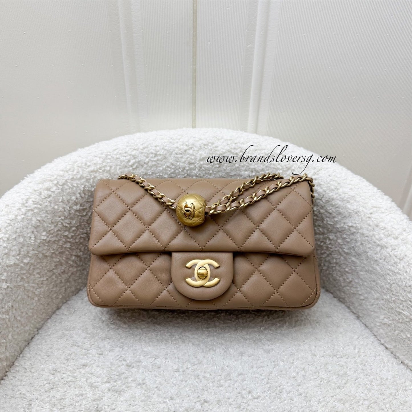 Chanel Pearl Crush Mini Rectangular Flap in 22B Dark Beige Lambskin AGHW